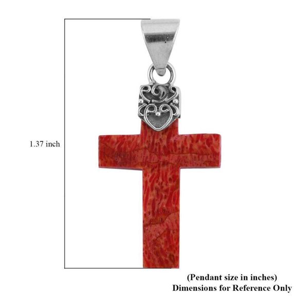 Sponge Coral Cross Pendant in Sterling Silver - Picture 5 of 9